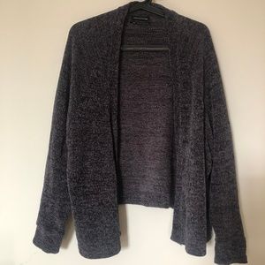 Grayish/Purple Velvet Knit Open Cardigan - UO - M